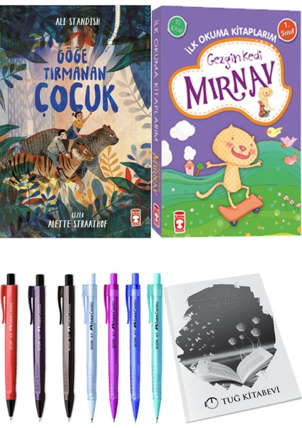 İlk Okuma Kitaplarım Gezgin Kedi Mırnav 10 Kitap ve Göğe Tırmanan Çocuk 2li Set