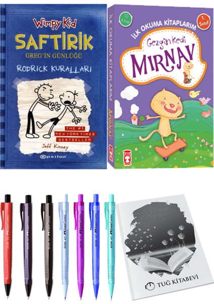 İlk Okuma Kitaplarım Gezgin Kedi Mırnav 10 Kitap ve Saftirik 2 Rodrick Kuralları 2li Set
