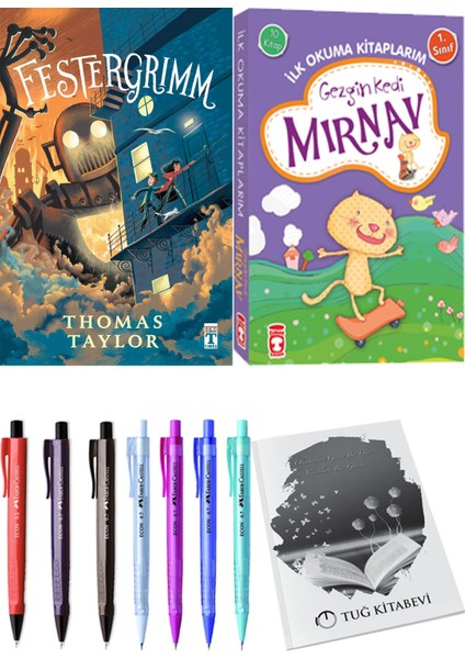 İlk Okuma Kitaplarım Gezgin Kedi Mırnav 10 Kitap ve Festergrimm 2li Set