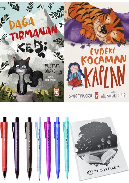 Evdeki Kocaman Kaplan ve Dağa Tırmanan Kedi 2li Set