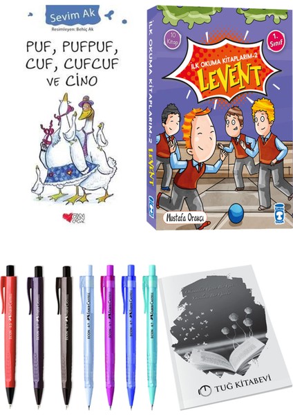 İlk Okuma Kitaplarım 2 Levent 10 Kitap ve Puf, Pufpuf, Cuf, Cufcuf ve Cino 2li Set