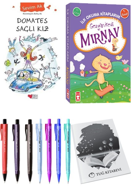 İlk Okuma Kitaplarım Gezgin Kedi Mırnav 10 Kitap ve Domates Saçlı Kız 2li Set
