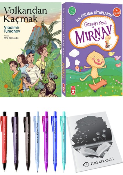 İlk Okuma Kitaplarım Gezgin Kedi Mırnav 10 Kitap ve Volkandan Kaçmak 2li Set