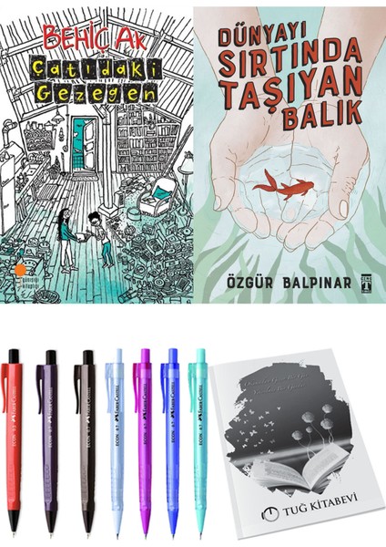 Dünyayı Sırtında Taşıyan Balık ve Çatıdaki Gezegen 2li Set