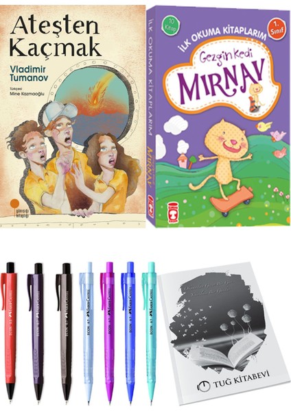 İlk Okuma Kitaplarım Gezgin Kedi Mırnav 10 Kitap ve Ateşten Kaçmak 2li Set