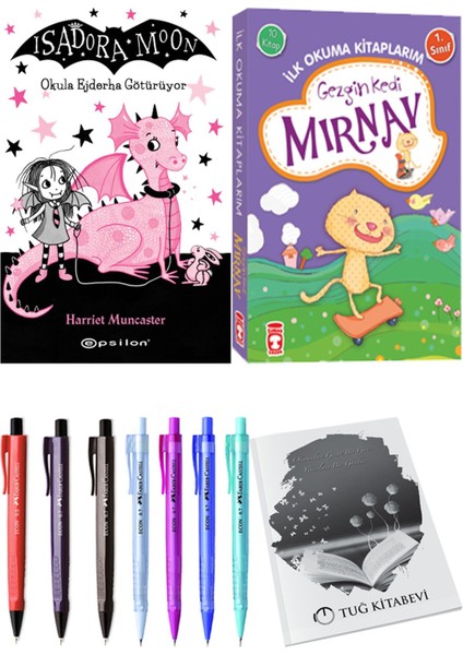 İlk Okuma Kitaplarım Gezgin Kedi Mırnav 10 Kitap ve Isadora Moon 6 Okula Ejderha Götürüyor 2li Set