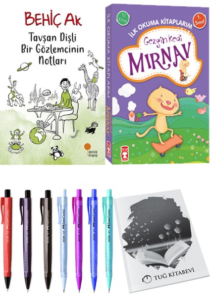 İlk Okuma Kitaplarım Gezgin Kedi Mırnav 10 Kitap ve Tavşan Dişli Bir Gözlemcinin Notları 2li Set