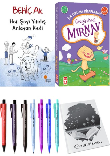 İlk Okuma Kitaplarım Gezgin Kedi Mırnav 10 Kitap ve Her Şeyi Yanlış Anlayan Kedi 2li Set