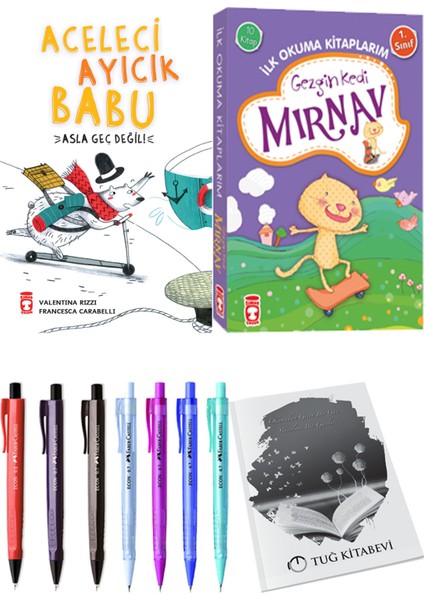 İlk Okuma Kitaplarım Gezgin Kedi Mırnav 10 Kitap ve Aceleci Ayıcık Babu Asla Geç Değil 2li Set
