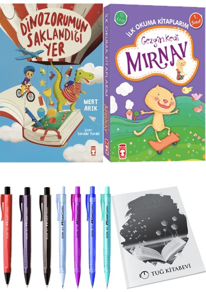 İlk Okuma Kitaplarım Gezgin Kedi Mırnav 10 Kitap ve Dinazorumun Saklandığı Yer 2li Set