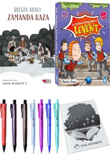 İlk Okuma Kitaplarım 2 Levent 10 Kitap ve Zamanda Bisikleti 3 Zamanda Kaza 2li Set