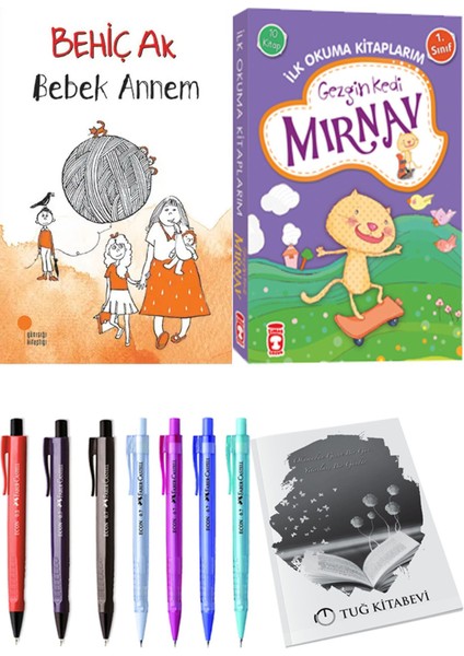 İlk Okuma Kitaplarım Gezgin Kedi Mırnav 10 Kitap ve Bebek Annem 2li Set