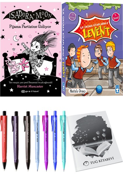 İlk Okuma Kitaplarım 2 Levent 10 Kitap ve Isadora Moon 10 Pijama Partisine Gidiyor 2li Set