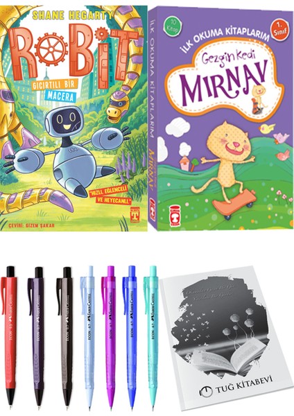 İlk Okuma Kitaplarım Gezgin Kedi Mırnav 10 Kitap ve Robit 3 Gıcırtılı Bir Macera 2li Set