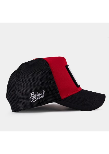 Siyah Siperli - Kırmızı - Siyah Fileli Şapka (Cap)