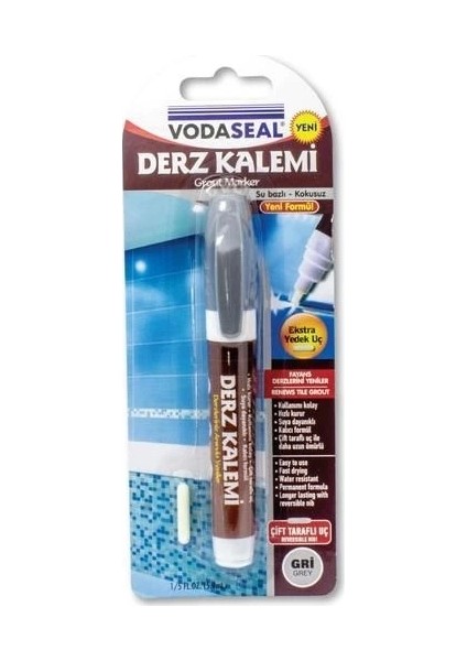 Çift Uçlu Su Bazlı Kokusuz Kalıcı Derz Kalemi Gri