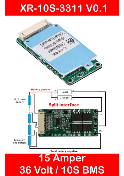 Bms Li-Ion 10S 36V 15A Balanslı Batarya Korumalı Şarj Modülü indirimleri
