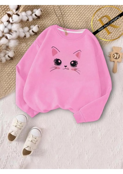 Yeni Sezon 3 Iplik Içi Şardonlu Oversize Pudra Çocuk ve Kadın Sweatshirt Anne-Çocuk Kolesiyonu