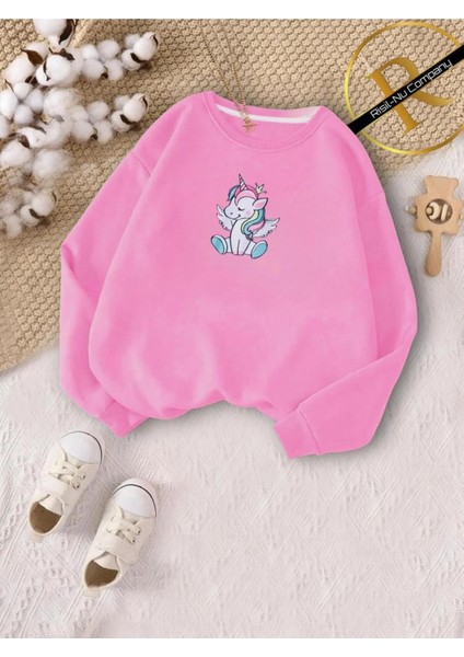 Yeni Sezon 3 Iplik Içi Şardonlu Oversize Pudra Çocuk ve Kadın Sweatshirt Anne-Çocuk Kolesiyonu