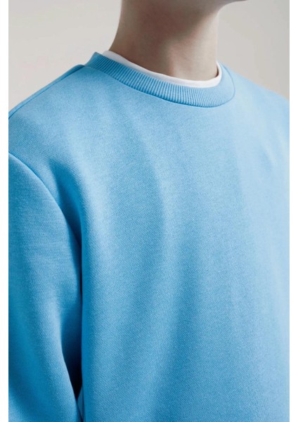 Yeni Sezon 3 Iplik Içi Şardonlu Oversize Bebe Mavisi Çocuk ve Kadın Sweatshirt Anne-Çocuk Kolesiyonu modelleri