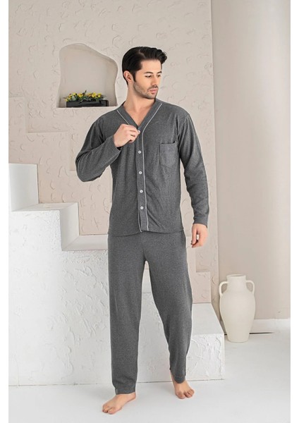 Erkek Uzun Kollu Düğmeli Penye Pijama Takımı fiyatları