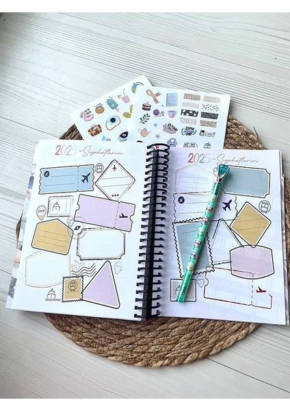 2025 Ajanda-2025 Tarihli Hayat PLANLAYICI-2025 Masa Takvimi-2 Sayfa Sticker-Bir Adet Tükenmez Kalem fırsatları