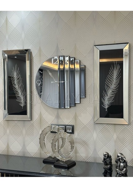 3’lü Aynalı Ritmik Saat ve Tablolar Seti