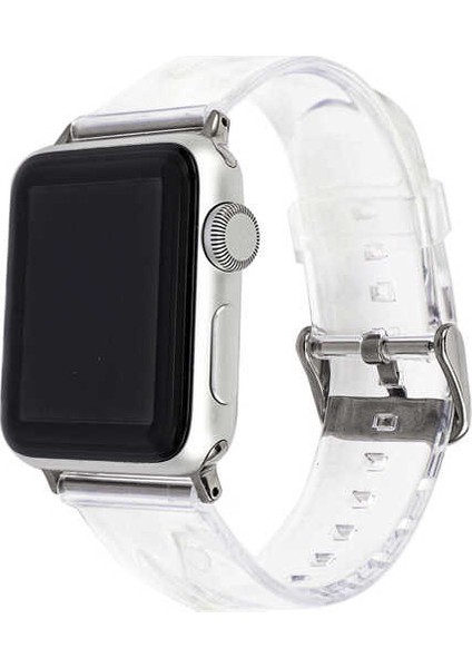 Apple Watch 38MM - Kordon Şeffaf Silikon Kordon Krd-13 - Şeffaf