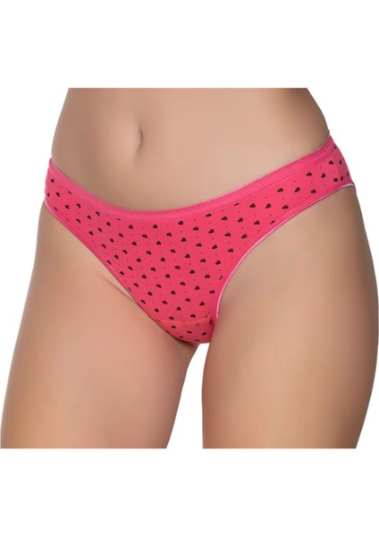 Kadın Renkli Likralı Kalpli Noktalı Bikini Külot 6'lı Paket