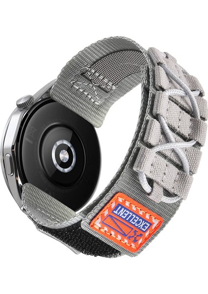 Huawei Gt2 46MM - Kordon 22MM Orbital Örgülü Halat Tasarımlı Naylon Kumaş Hasır Kordon KRD-112 - Gri fırsatları