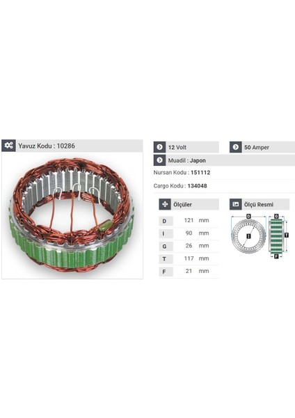 12V ALTERNATÖR STATÖR MITSUBISHI L200/L300 EM