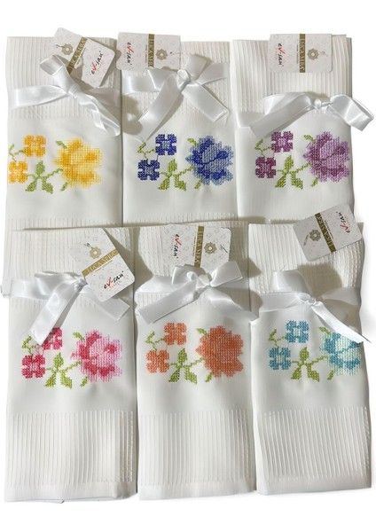 Çiçek Nakışlı El Kurulama Bezi 6'lı Set