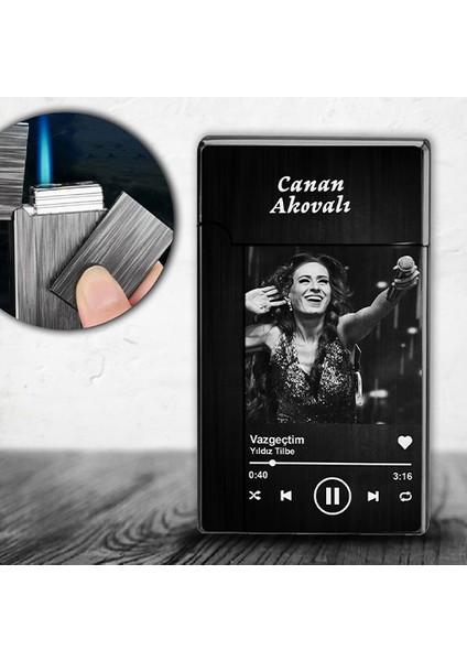 Kişiye Özel Isimli Gazlı Rüzgar Geçirmez Çakmak Yıldız Tilbe Şarkı Baskılı