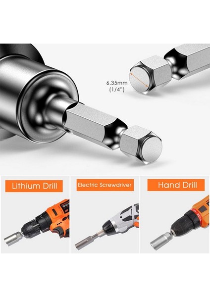 Darbe Somun Anahtarı 6.35 mm Manyetik 8,42-8,48-10,48 mm 3lü Set