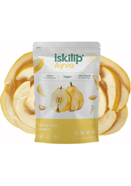 Iskilip Dondurularak Kurutulmuş Ayva - Ayva Kuru Meyve Cipsi - Frezee Dried Quince - 18 gr