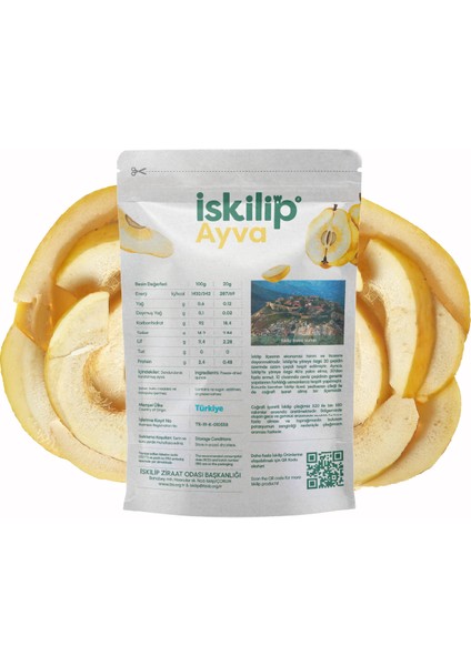 Iskilip Dondurularak Kurutulmuş Ayva - Ayva Kuru Meyve Cipsi - Frezee Dried Quince - 18 gr