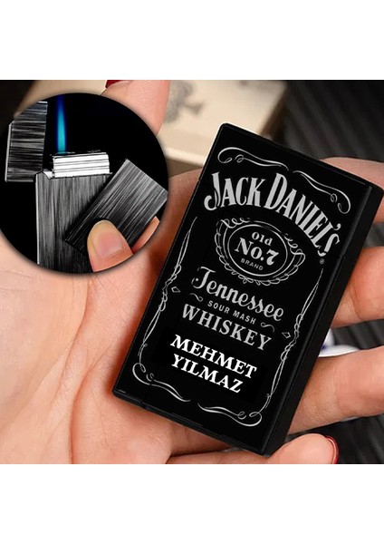 Kişiye Özel İsimli Gazlı Rüzgar Geçirmez Çakmak Jack Danıel's Baskılı