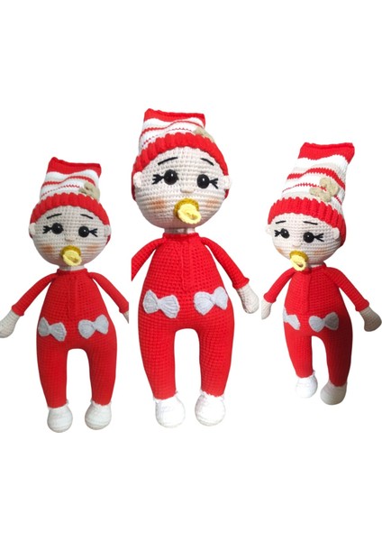Organik El Yapımı Oyuncak Kırmızı Emzikli Bebek