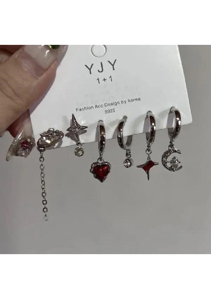 Wednesday 6'lı 925 Ayar Gümüş Küpe Seti