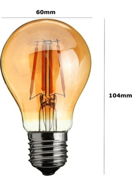 A60 Standart Tip Flamanlı Rustik LED Ampul 4 Watt( 1 Adet)