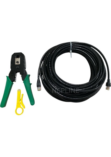 20 Metre Siyah Iç Ortam Tv Pc Modem Laptop Projeksiyon Için Internet Kablo+Pense