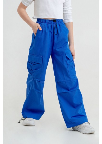 Kız Çocuk Cepleri Büzgülü Keten Pantolon G2546