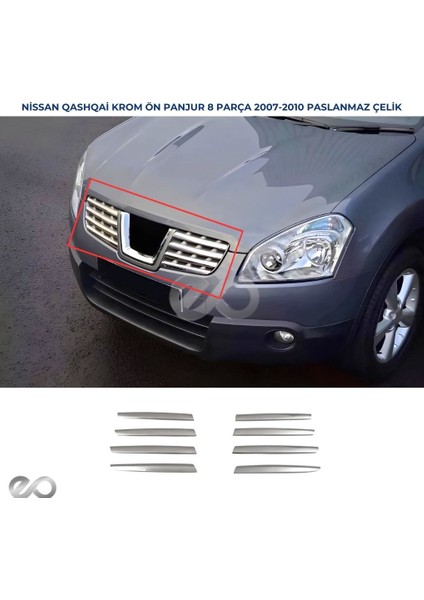 Nissan Qashqai Krom Ön Panjur 8 Prç. 2007-2010 P. Çelik