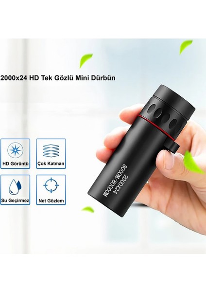 2000X24 Zoom Monoküler Mini Taşınabilir Hd Dürbün Su Geçirmez Tripod Telefon Tutacağı