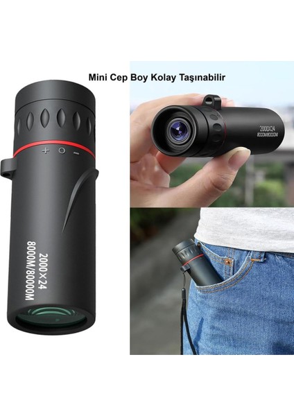 2000X24 Zoom Monoküler Mini Taşınabilir Hd Dürbün Su Geçirmez Tripod Telefon Tutacağı