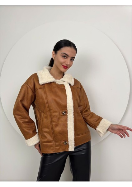 Oversize Içi Peluş Dış Süet Deri Mont