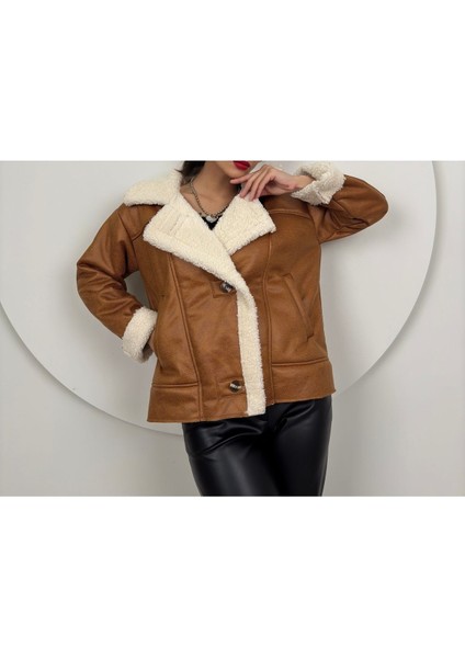 Oversize Içi Peluş Dış Süet Deri Mont