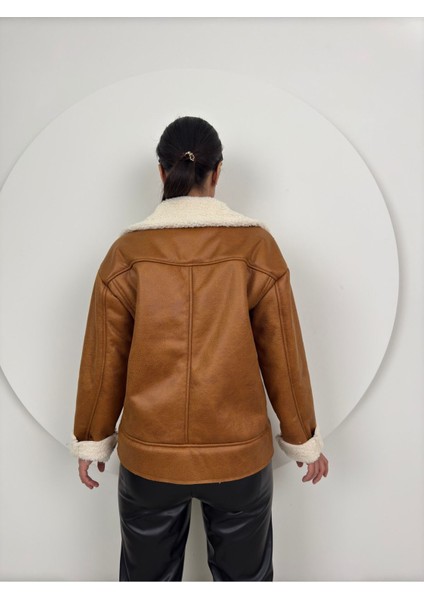 Oversize Içi Peluş Dış Süet Deri Mont