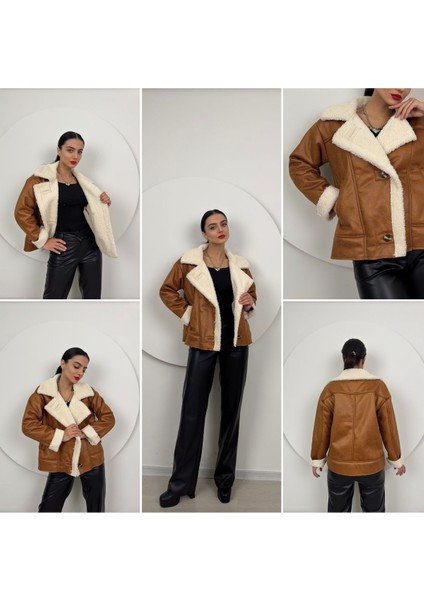 Oversize Içi Peluş Dış Süet Deri Mont