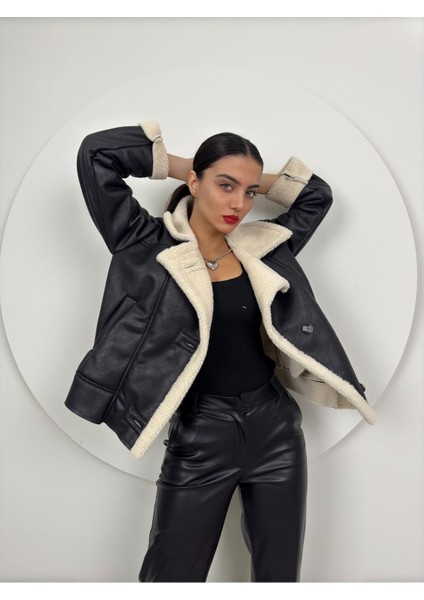Oversize Içi Peluş Dış Süet Deri Mont